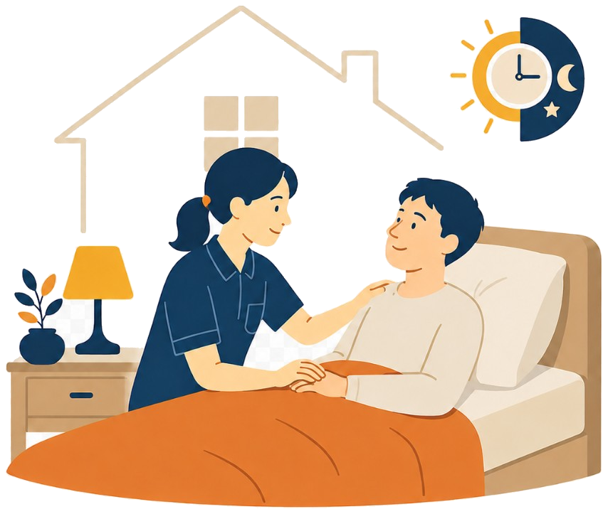 重度訪問介護の様子。在宅で24時間の見守り・介助を行うイメージ