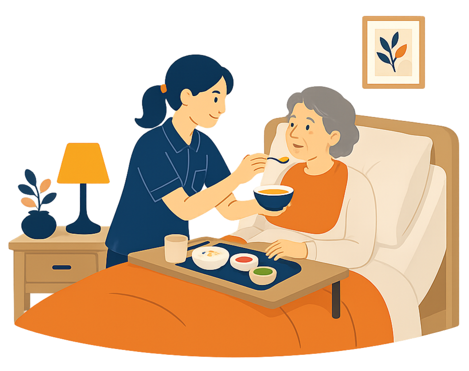 居宅介護の様子。ご自宅での食事介助のイメージ